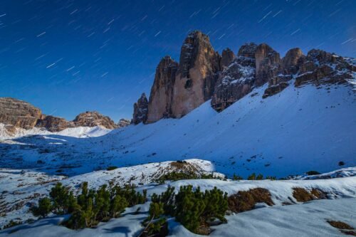 Tre Cime di Lavaredo, de nuit, Dolomites