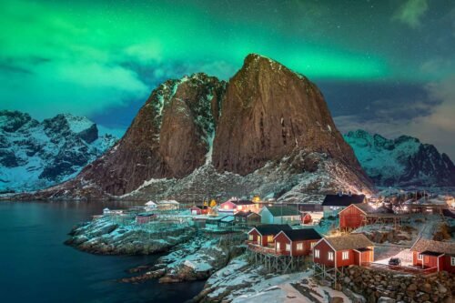 Hamnoy, aurore, Lofoten