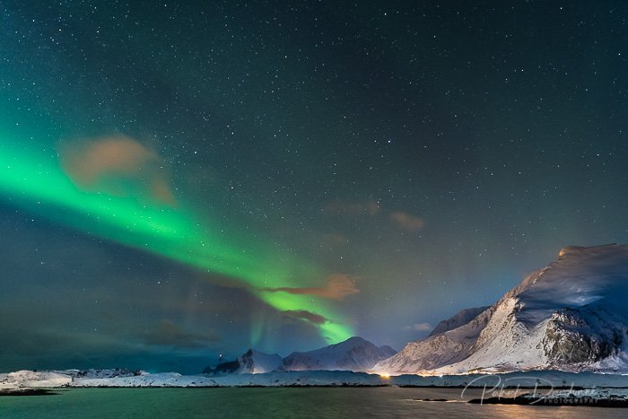 Aurore boréale, Lofoten. Nikon D5, 24-70 mm 2,8